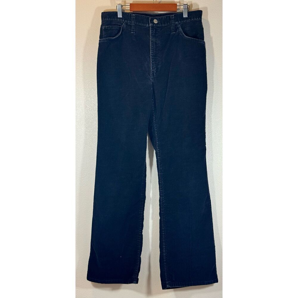 Vintage Wrangler Men’s Dark Blue Corduroy Pants Made in USA 32L Medium Length